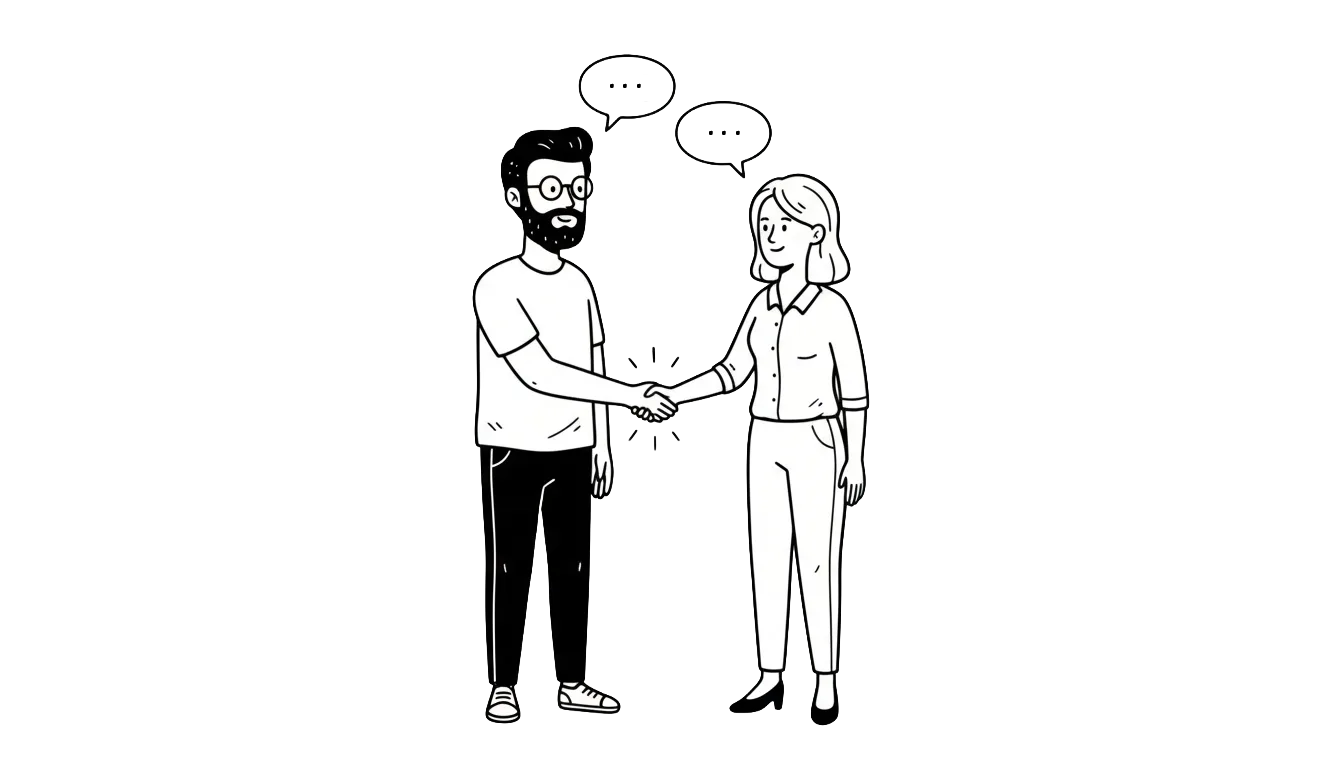two persons meeting and getting in contact