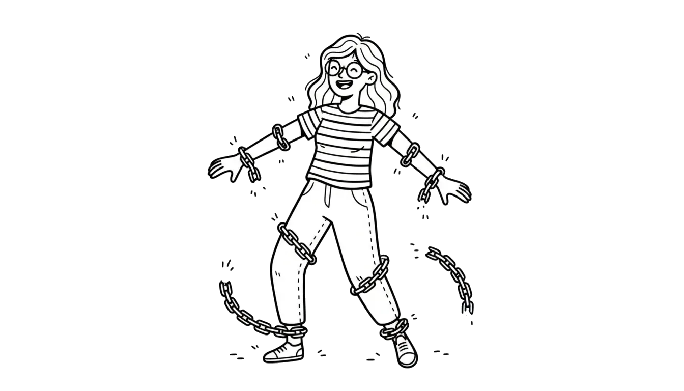 A person freeing from chains