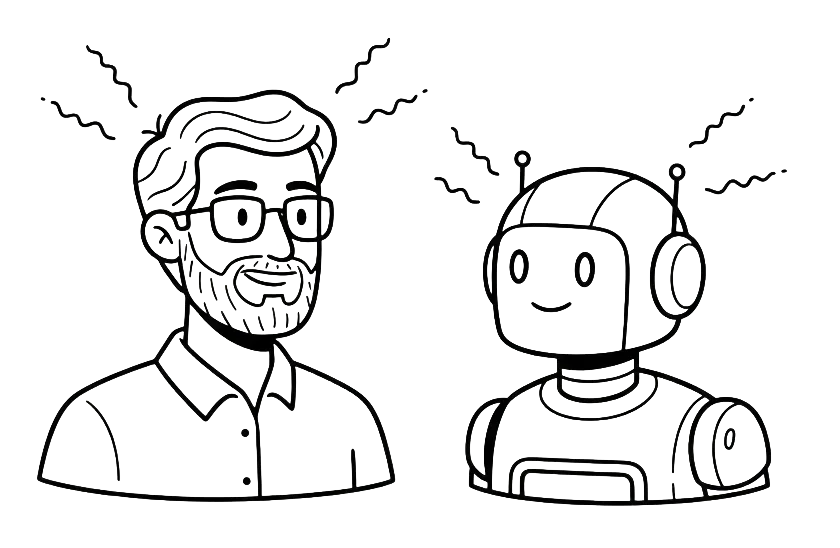 Man talking to a robot
